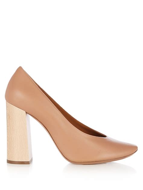 Chloé Chloe Snakeskin Leather Block Heel Elaphe Pumps 